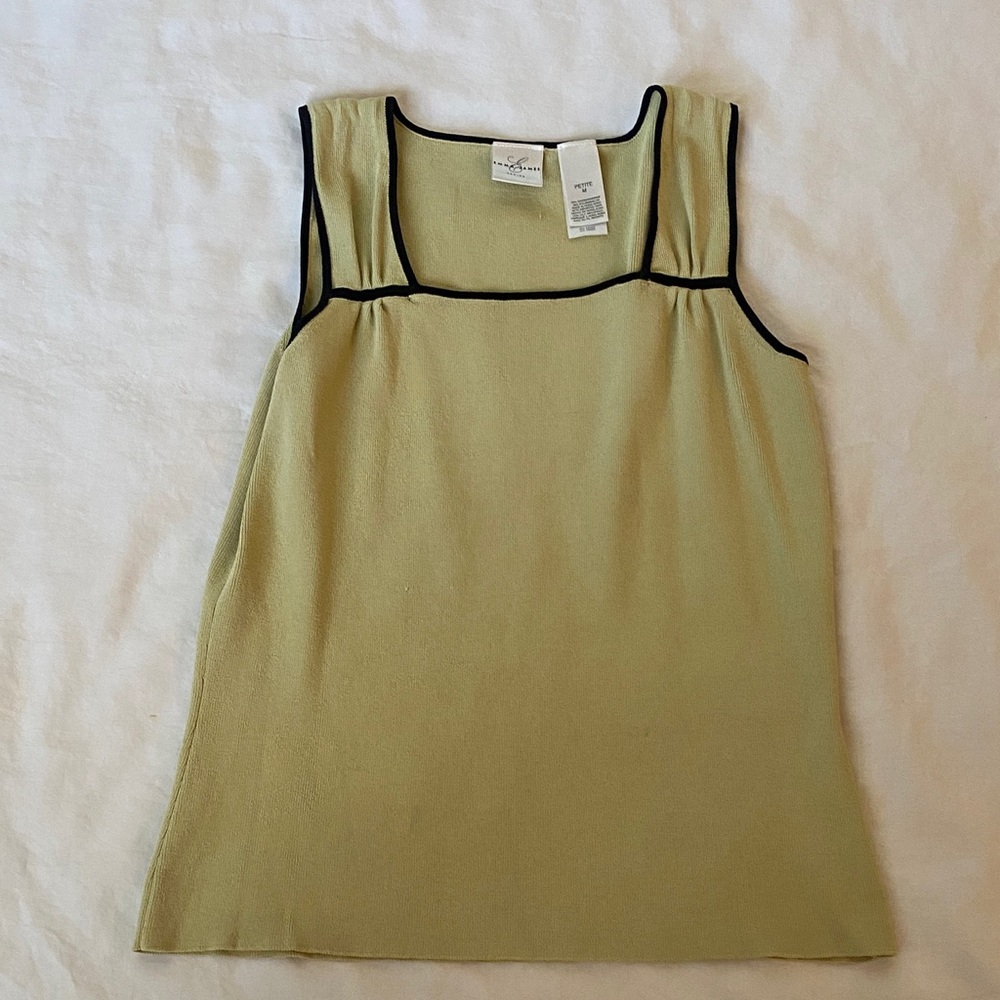 Emma James green chic Tank Top with Black Trim